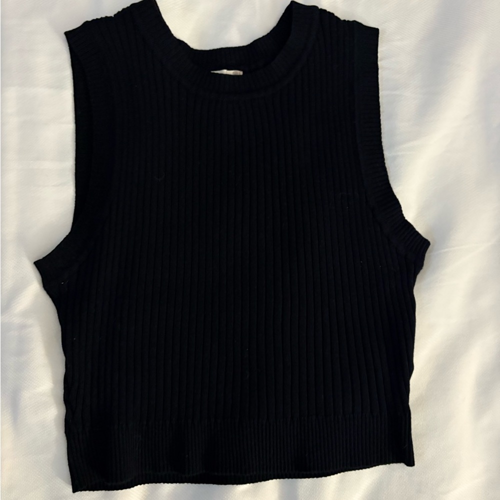 Altar'd State Black Ribbed Crop Top